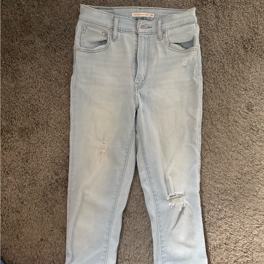 Levi's Light Blue Ripped Skinny Jeans